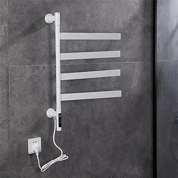 Rotatable Towel Dryer Intelligent Electric Warmer Heated Rail Bathroom Accessories Rack Digital Display (Color : D Size : As Shown)