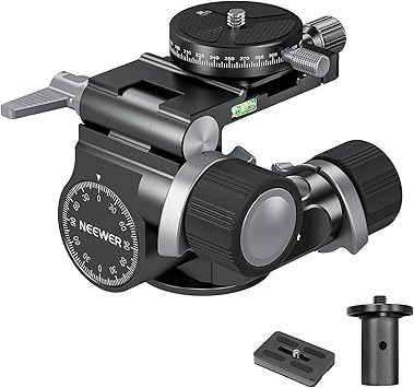 NEEWER 2 Way Geared Tripod Head with Millimeter Micro Adjustment, Aluminum Alloy Pan Tilt Head, 360° Panoramic Arca Type QR Plate Compatible with Sony Canon Nikon DSLR Cameras, Max Load 13.2lb, TH14