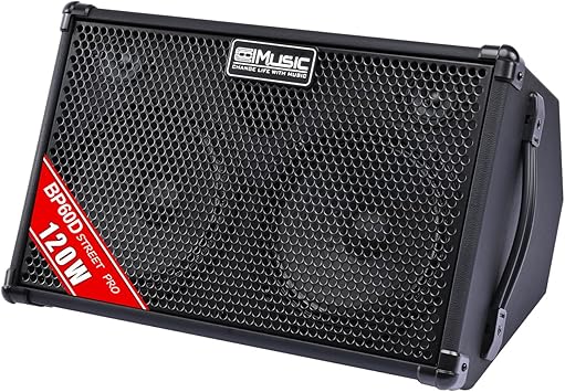 Coolmusic BP60D 120W Battery Powered Acoustic Guitar Amplifier,Portable Bluetooth Speaker with Reverb Chorus Delay Effect, 7 Inputs