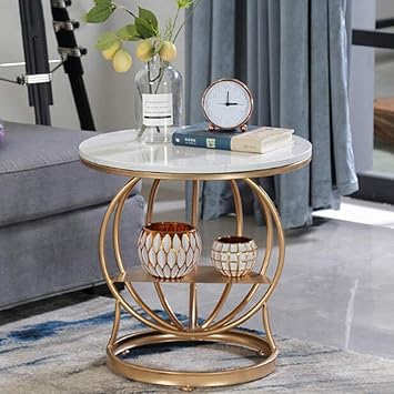 Iron Art Coffee Table SOFE Table End Tables Living Room Round Table Sofa Side Table Marble Bedside Table Storage Table