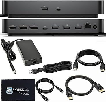 Dell Pro Smart Dock SD25 Bundle - 10Gbps, 3 Year Warranty, Supports Dual/Triple Monitors & 4K Displays with 180W Power Supply, Anyhdd HDMI, DisplayPort, USB C Cable, Cloth - Docking Station