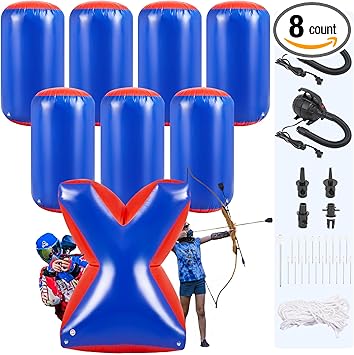VioraWhite Inflatable Air Bunker Set Inflatable Obstacles with Pump for Paintball, Airsoft, Archery Tag, Laser Tag, Water Gun, Soft Foam Rifle