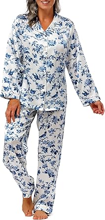 Fishers Finery Women's 100% Mulberry Silk Long Pajama Set with Gift Box