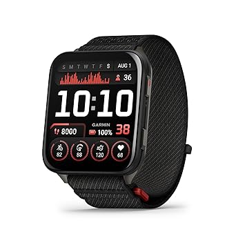 Garmin® Venu® X1, Thin and Lightweight GPS Smartwatch, AMOLED Display, Advanced Health and Fitness Features, Black with Slate Titanium Caseback and ComfortFit Nylon Band