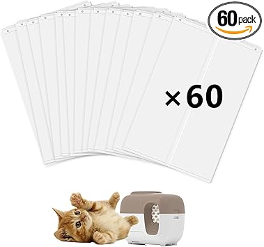 60Pcs Cat Litter Box Liners for PetSnowy SNOW+ Automatic Cat Litter Box, Tear & Leak Resistant Self-Sealing Waste Drawer Liner Bags