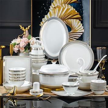 60 Piece Europe Bone China Tableware Sets Sushi Dishes Food Bowl Spoon Ramen Plates Dinner Set Utensils For Kitchen Accessories