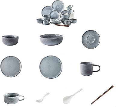 Dinnerware Set/Home Retro Personality Creative Nordic Rice Bowl Soup Bowl Plate Dishes Tableware Combination Set (Size : C) (D)