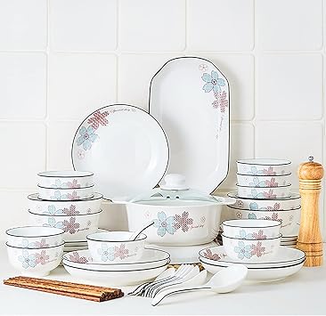 Dinnerware Set/Dishware Set Household Chinese Ceramic Bowl and Plate High-value Tableware Combination (Size : B) (C)
