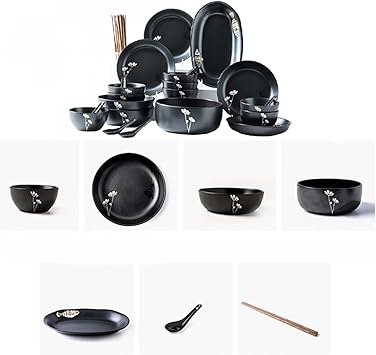 Dinnerware Set/Household Japanese Light Luxury Sakura Daisy Ceramic Bowls and Dishes Tableware Tableware Set (Color : B Size : 2)