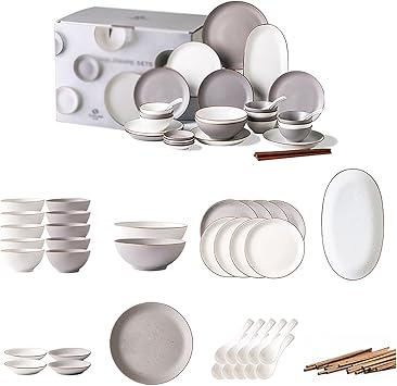 Dinnerware Set/Home Creative Nordic Style Ceramic Dishes Chopsticks and Tableware Combination Set (Size : B)