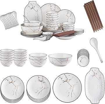 Dinnerware Set/Household Nordic Light Luxury Modern Marble Tableware Tableware Set Tableware Combination (Size : B) (C)