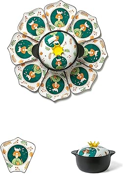 Dinnerware Set/Ceramic platter tableware combination household party hot pot Chinese New Year dinner gathering plate set (Color : A Size : 4.3L)