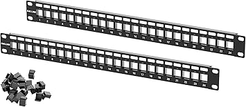 iwillink Blank Keystone Patch Panel 24 Port, 1U 19" Network Patch Panel for Keystone Jacks, Dust-Proof Design, 2-Pack