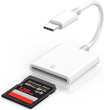 iPhone SD Card Reader USB C, Digital Camera Adapter iPhone 17, Trail Camera SD Card Reader USB C Memory Card Reader for iPhone 17/16/15/iPad/MacBook/iMac/Galaxy/Android