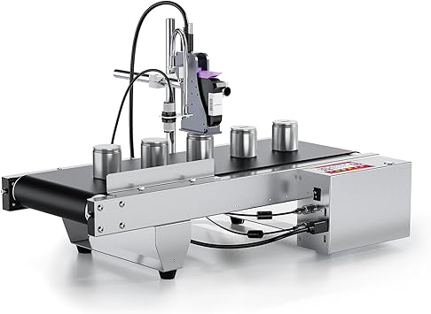 TIJ228 Inkjet Coding Machine with Mini Conveyor Belt, 2-12.7mm Industrial Online Inkjet Printer with 42ml Original Quick-Drying Ink for Expiry Dates,Batch Numbers,Barcodes,QR Codes,Logos,Labels