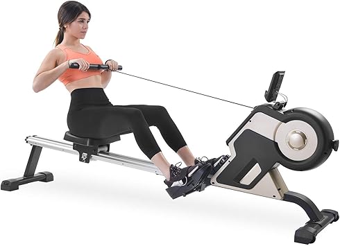 Foldable Rowing Machines Home Rowing Machine Magnetic Compact Indoor Rowing Machine 8-Level Adjustable Resistance Silent Fitness Equipment Ultra Compact Design with No Need for Folding