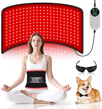 Pedete Red Light Therapy for Body, 24’’ x 12’’Large Infrared Light Therapy Pad with Timer Remote Control, 660nm 850nm Home Light Therapy for Knee Shoulder Back Muscle Joint (with Elastic Strap)