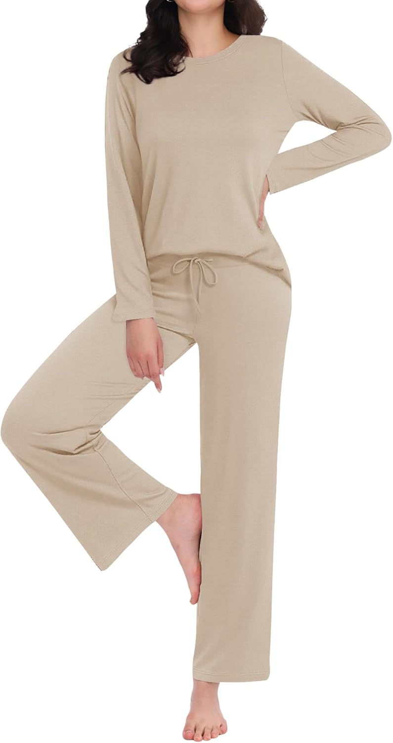 ZOOSIXX Womens Pajama Sets - Soft 2 Piece Lounge Sets for Women, Long Sleeve Sleepwear & Loungewear Pjs Set