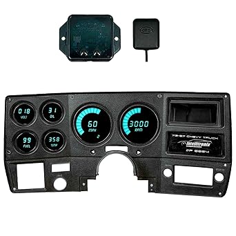 1973-1987 GM/Chevy Truck LED Gauge Cluster | Digital Direct Replacement Dash with GPS Speed, Oil Press & Temp Senders Included | C10 C20 K10 K20 Silverado (Teal)