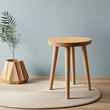 Wooden Stools Dining Chair Table Chair Dressing Stool Kitchen Bar Stool Side Table Round Suitable for Bedroom Living Room Dining humidifier Stand Plant Stand (Natural Wood Color)