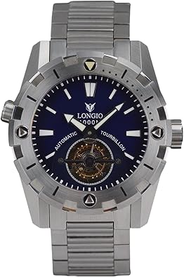 LONGIO Telamon Tourbillon Watch – 1000m Automatic Dive Watches Men,47mm Stainless Steel, Helium Escape Valve, Extension Clasp, Luxury Collector’s Timepiece
