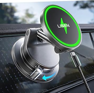 LISEN for 15W Magsafe Car Mount Charger, Magnetic Phone Holders for Your Car, Magnetic Wireless Car Charger, Suction Phone Mount for Car Accessories for Truck Jeep for iPhone 17 Pro Max 16 15 14 13 12