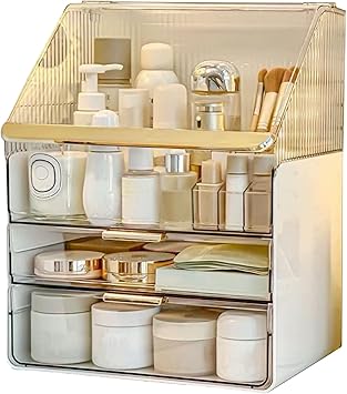 Omeily Large Makeup Organizer Countertop Vanity Organizer Cosmetic Organizer Makeup Storage Box Bathroom Counter Organizer Perfume Skincare Organizers Gift Women Girls Clear Design Easy Visibility