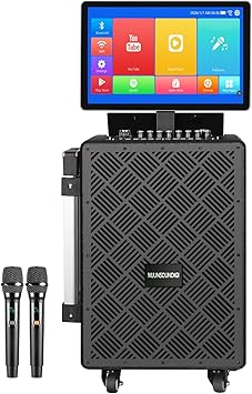 Smart Karaoke Machine with 15.4 Inch Touch Screen & Lyrics Display, Up to 1000W Powerful Speaker, Super Deep Bass Sound for Home Party, Outdoor - Perfect for Adults, Kids, Singers & Music Lovers