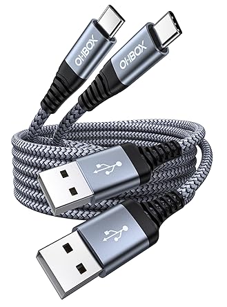 USB to USB C Cable 60W Fast Charging [2 Pack 6FT], USB A to USB C Cable for CarPlay, Durable Braided USB Type C iPhone Charger USBC Cord for iPhone 17/16/15/Pro Max/Plus, Samsung Galaxy S23 and More
