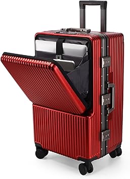 Wet and Dry Separate Suitcase, Two-Way Zipper Charging Port Suitcase for Travel and Business Trips,Black-24 inches (Red 20 inches) (Red 24 inches)