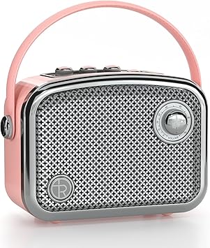 Portable Bluetooth Speaker Wireless Powerful Deep Bass Loud Stereo Sound Vintage Decor Cute Fashion Style Speakers with Subwoofer DSP Support TWS/USB/AUX for Home Party Outdoor Accessories (Pink)