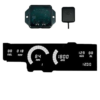 LED Digital Gauge Cluster for 1978-1988 Oldsmobile Cutlass – Display, Direct Fit Replacement, GPS Speedometer, Oil Pressure & Temp Senders Included (White)