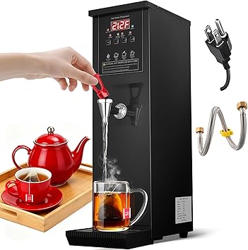 Commercial Hot Water Dispenser 30L/Hour Hot Water Boiler Countertop Auto-filling Water Hot Water Machine Step-heating 104-212°F Adjustable for Boba Tea Office Restaurant Hotel Black 1500W