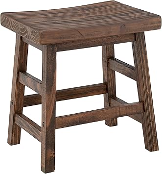 Alaterre Furniture Pomona 20-Inch Counter Height Saddle Seat Barstool – Solid Wood, Backless Rustic Farmhouse Stool in Natural Finish for Kitchen Island or Dining Room (Natural)