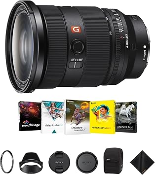 Sony FE 24-70mm f/2.8 GMaster II Lens for E-Mount - Fast Standard Zoom Lens with Tiffen 82mm UV Protector Filter, Corel Software Kit & Cleaning Cloth - Essential Bundle