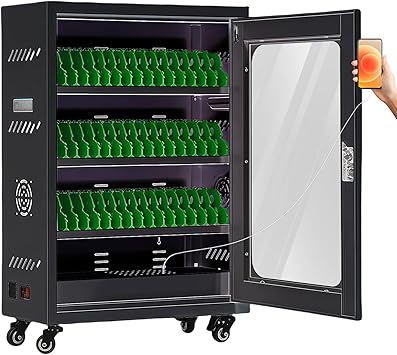 Cell Phone Charging Stations, Mobile Phone Charging Cabinet, Cellphone USB Charging Station Lockers, Rechargeable Cellphone Locker Storage Charging Station (Black, 50 Slots)