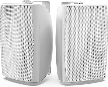 Herdio 8 Inch 600W Outdoor Speakers Passive Waterproof Wired with Powerful Bass, Wall Mount Durable Loud Sound System | Ideal for Large Spaces: Commercial Areas, Spacious Backyards, Auditorium (White)