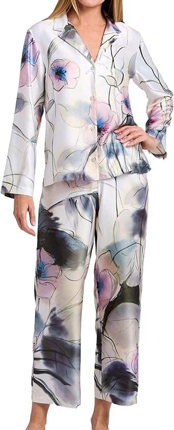 Natori Women's Natori Women's .95hiyaku Printed Charmeuse Notch Pj Set, W76041, Multi, XL