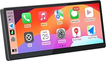 Wireless Carplay Screen for Car, 8.9'' Portable CarPlay & Android Auto Touchscreen, with 60Fps, 1920 * 720 Ultra High Resolution, Support Steering Wheel Control