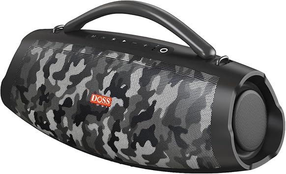 DOSS Extreme Boom Pro D200 240W Peak Outdoor Speaker, Punchy Bass, 26H Playtime, Beat-Synced Light, BT5.4, Stereo Pairing, IPX6 Waterproof for Camping, Beach, Tailgate Party-Camo Black