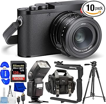 SSE Leica Q3 Digital Camera Bundle – 60MP Full-Frame Sensor, 8K Video, Summilux 28mm Lens, Hybrid AF, 128GB Card, Tripod, Speedlite, Bag, Card Reader, Bracket, Cleaning Kit – 10PC Kit