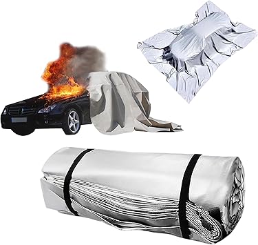 EV Car Fire Blanket, Large Silicone Fire Blankets for Electric & Gas Vehicles, 1100°C Reusable Emergency Fire Suppression Blanket, Survival Safe Blankets for EV Battery & Engine Fires (20×30ft)