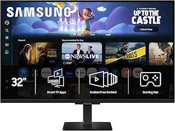 Samsung 32-Inch M5 (M50F) Series FHD Smart Monitor with Streaming TV, Speakers, HDR10, Gaming Hub, Multiple Ports, Workout Tracker, Vision Accessibility Tools, Black, LS32FM502ENXZA
