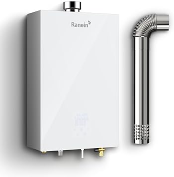 GEN II Ranein Propane Gas Tankless Water Heater, 3.17 GPM, 78,500 BTU Glass Panel Design Indoor On Demand Instant Hot Water Heater with LED Temperature Control Panel