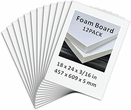 Foam Board 18 x 24 in, ZXUNLIEH 12 Pack White Poster Board, 3/16 in Thick Craft Foam Core Board, Puzzle Board, Double Sided, Foam Sheets for Picture, Project, Presentation, Artwork, Signage and Crafts