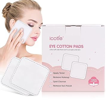200-Count Eye Cotton Pads 100% Cotton Ultra Soft Square Cotton Pads, Spunlace Purely Physical Technology, Makeup Remover Pads for Facial Cleansing on All Skin Types