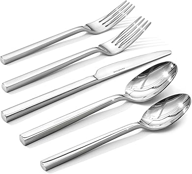 KINGSTONE Silverware Set, 60-Piece Flatware Cutlery Set Premium Stainless Steel, Service for 12, for Kitchen, Home, Wedding, Party, Mirror Polished and Dishwasher Safe