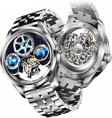OUPINKE Gold Men Automatic Mechanical Wrist Watches Luxury Dress Tungsten Steel Luminous Waterproof Sapphire Diamond Calendar Best Gifts Men