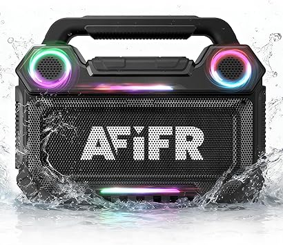 Outdoor Bluetooth Speaker, 160W Loud Bass! Rugged, IP67 Waterproof, 24H Playtime with Lights, Wireless TWS Pairing Portable Speakers for Party, Outsides, Travel, Beach, Garage (Black)