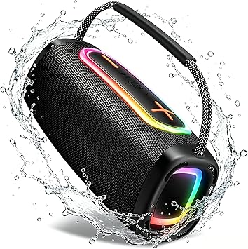Bluetooth Speaker 60W, 36H Playtime 6000mAh BT5.4 Portable Wireless Speaker with Loud Stereo Sound, IP6 Waterproof, Portable Speaker with RGB Multi-Color Rhythm Lights for Outdoor/Home/Party as Gift